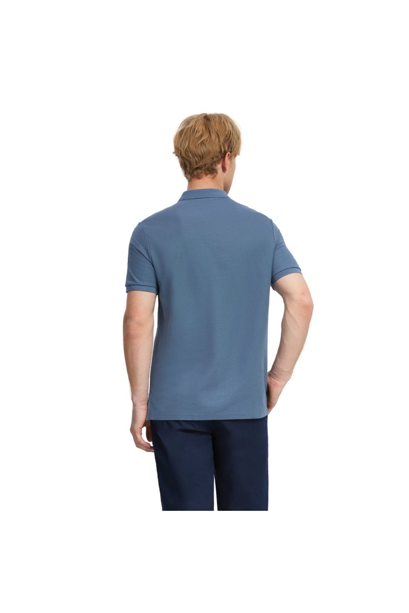 GIORDANO Men's Blue Pique Solid Polo - Image 4